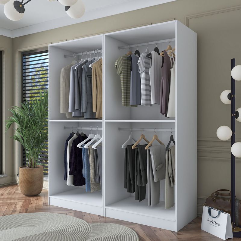 Casa si Gradina - Mobilier - Dulapuri si sifoniere - Sifoniere - Dulap haine BA163, 180 x 210 x 57,5 cm, alb, PAL, spațiu de depozitare, fixare pe perete - Infinity.ro