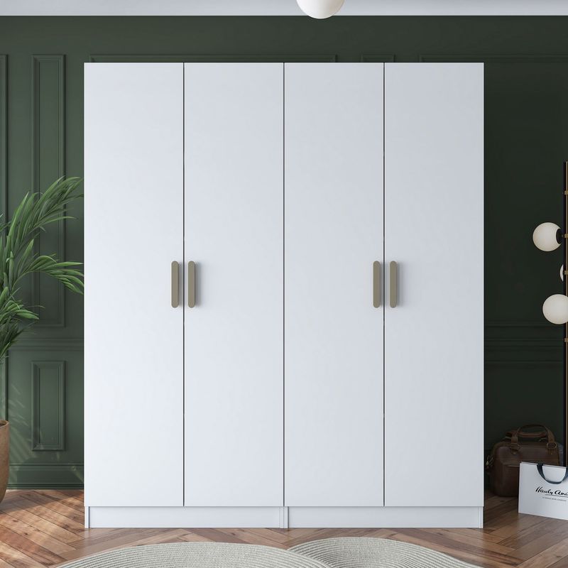 Casa si Gradina - Mobilier - Dulapuri si sifoniere - Sifoniere - Dulap haine BA165, 180 x 210 x 57,5 cm, alb, PAL, spațiu de depozitare, fixare pe perete - Infinity.ro