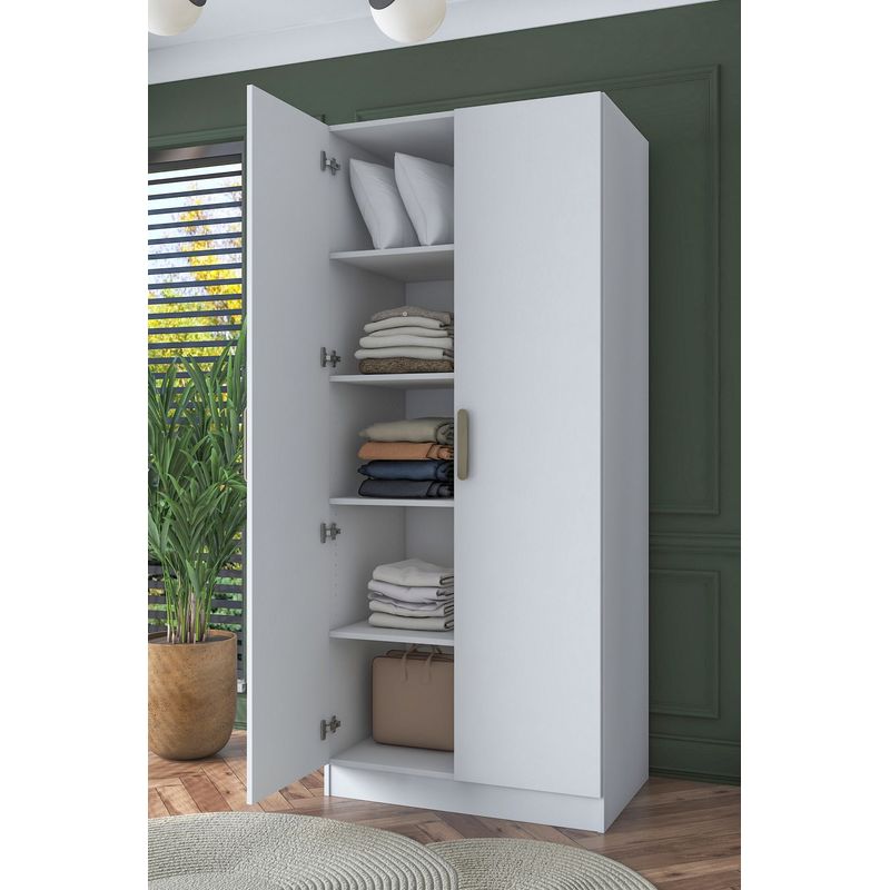 Casa si Gradina - Mobilier - Dulapuri si sifoniere - Sifoniere - Dulap haine BA160, 90 x 210 x 57,5 cm, alb, PAL, spațiu de depozitare, fixare pe perete - Infinity.ro