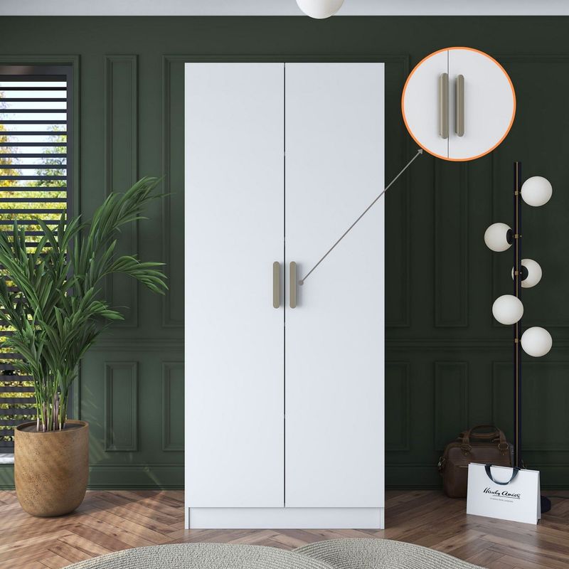 Casa si Gradina - Mobilier - Dulapuri si sifoniere - Sifoniere - Dulap haine BA160, 90 x 210 x 57,5 cm, alb, PAL, spațiu de depozitare, fixare pe perete - Infinity.ro