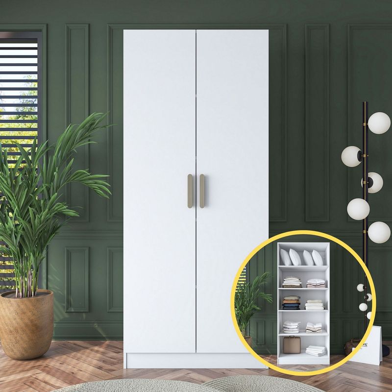 Casa si Gradina - Mobilier - Dulapuri si sifoniere - Sifoniere - Dulap haine BA160, 90 x 210 x 57,5 cm, alb, PAL, spațiu de depozitare, fixare pe perete - Infinity.ro