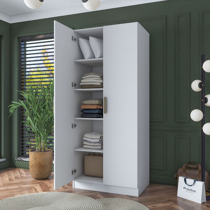 Casa si Gradina - Mobilier - Dulapuri si sifoniere - Sifoniere - Dulap haine BA160, 90 x 210 x 57,5 cm, alb, PAL, spațiu de depozitare, fixare pe perete - Infinity.ro