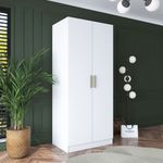 Casa si Gradina - Mobilier - Dulapuri si sifoniere - Sifoniere - Dulap haine BA160, 90 x 210 x 57,5 cm, alb, PAL, spațiu de depozitare, fixare pe perete - Infinity.ro