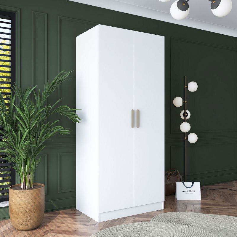 Casa si Gradina - Mobilier - Dulapuri si sifoniere - Sifoniere - Dulap haine BA160, 90 x 210 x 57,5 cm, alb, PAL, spațiu de depozitare, fixare pe perete - Infinity.ro