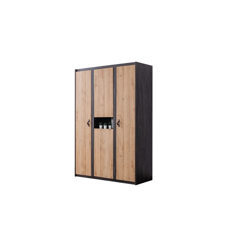 Casa si Gradina - Mobilier - Dulapuri si sifoniere - Sifoniere - Dulap haine Aktif, 132 x 195 x 53 cm, antracit maro, PAL melaminat, spațiu de depozitare, fixare pe perete - Infinity.ro