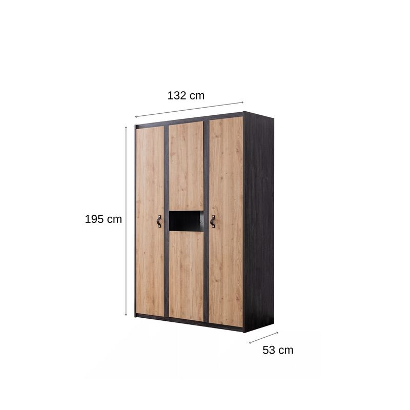 Casa si Gradina - Mobilier - Dulapuri si sifoniere - Sifoniere - Dulap haine Aktif, 132 x 195 x 53 cm, antracit maro, PAL melaminat, spațiu de depozitare, fixare pe perete - Infinity.ro
