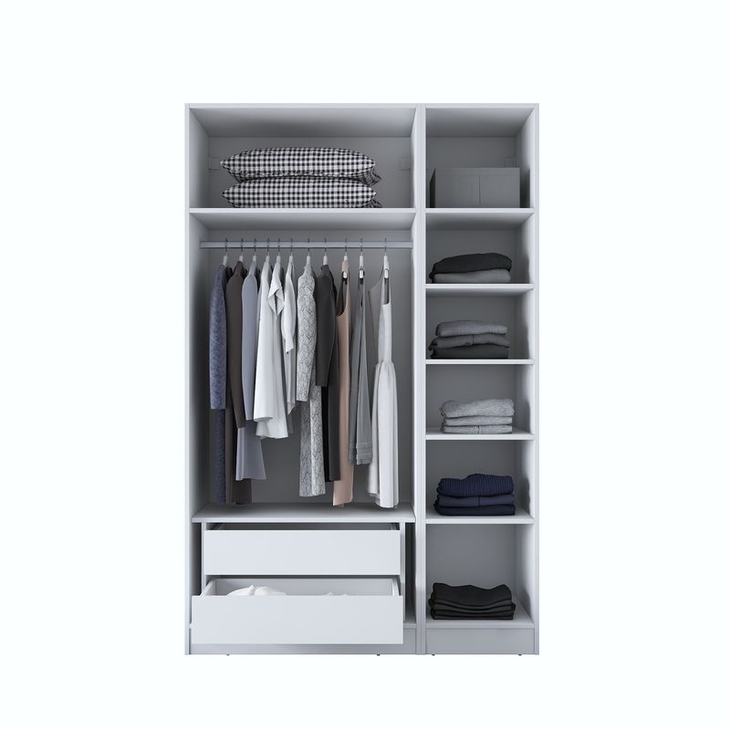 Casa si Gradina - Mobilier - Dulapuri si sifoniere - Sifoniere - Dulap haine BA155, 135 x 210 x 57,5 cm, alb, PAL, spațiu de depozitare, fixare pe perete - Infinity.ro