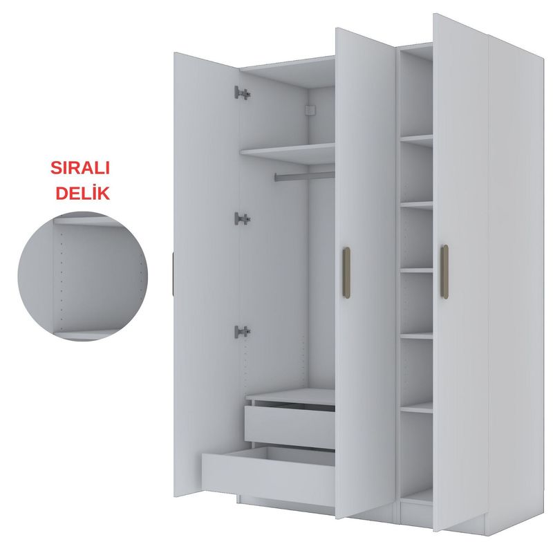 Casa si Gradina - Mobilier - Dulapuri si sifoniere - Sifoniere - Dulap haine BA155, 135 x 210 x 57,5 cm, alb, PAL, spațiu de depozitare, fixare pe perete - Infinity.ro