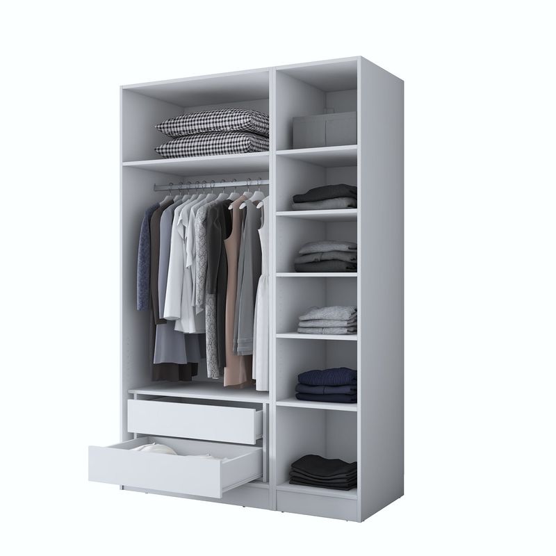 Casa si Gradina - Mobilier - Dulapuri si sifoniere - Sifoniere - Dulap haine BA155, 135 x 210 x 57,5 cm, alb, PAL, spațiu de depozitare, fixare pe perete - Infinity.ro