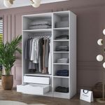 Casa si Gradina - Mobilier - Dulapuri si sifoniere - Sifoniere - Dulap haine BA155, 135 x 210 x 57,5 cm, alb, PAL, spațiu de depozitare, fixare pe perete - Infinity.ro