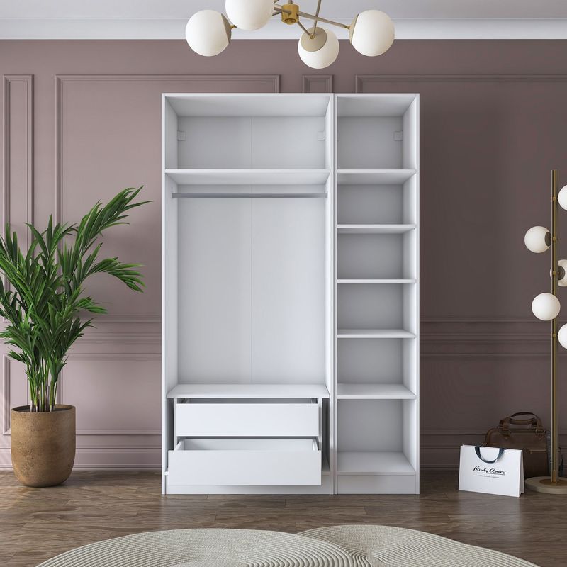 Casa si Gradina - Mobilier - Dulapuri si sifoniere - Sifoniere - Dulap haine BA155, 135 x 210 x 57,5 cm, alb, PAL, spațiu de depozitare, fixare pe perete - Infinity.ro
