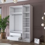 Casa si Gradina - Mobilier - Dulapuri si sifoniere - Sifoniere - Dulap haine BA155, 135 x 210 x 57,5 cm, alb, PAL, spațiu de depozitare, fixare pe perete - Infinity.ro
