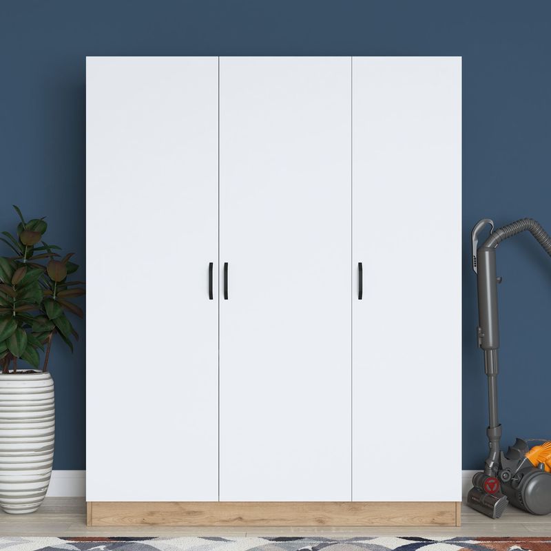 Casa si Gradina - Mobilier - Dulapuri si sifoniere - Sifoniere - Dulap haine BA105, 145 x 181,9 x 55 cm, nuc alb, PAL, spațiu de depozitare, fixare pe perete - Infinity.ro