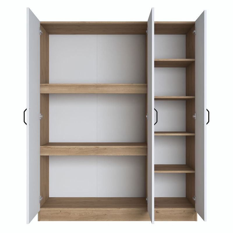 Casa si Gradina - Mobilier - Dulapuri si sifoniere - Sifoniere - Dulap haine BA105, 145 x 181,9 x 55 cm, nuc alb, PAL, spațiu de depozitare, fixare pe perete - Infinity.ro