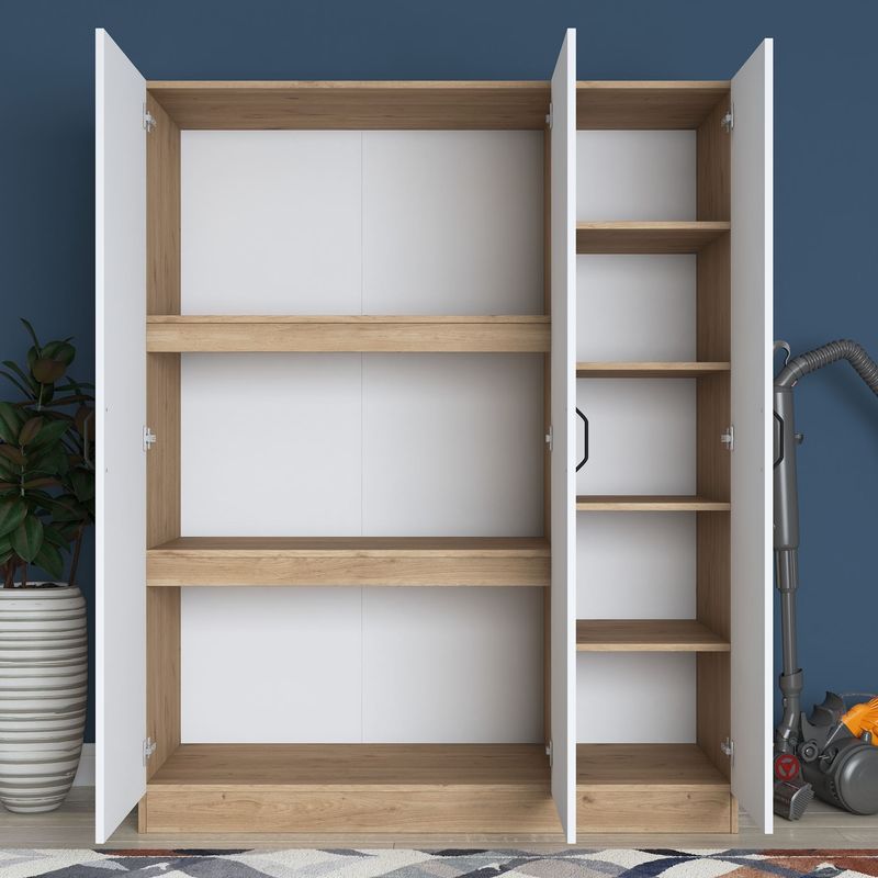 Casa si Gradina - Mobilier - Dulapuri si sifoniere - Sifoniere - Dulap haine BA105, 145 x 181,9 x 55 cm, nuc alb, PAL, spațiu de depozitare, fixare pe perete - Infinity.ro