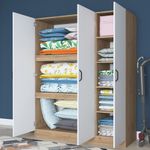 Casa si Gradina - Mobilier - Dulapuri si sifoniere - Sifoniere - Dulap haine BA105, 145 x 181,9 x 55 cm, nuc alb, PAL, spațiu de depozitare, fixare pe perete - Infinity.ro