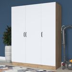 Casa si Gradina - Mobilier - Dulapuri si sifoniere - Sifoniere - Dulap haine BA105, 145 x 181,9 x 55 cm, nuc alb, PAL, spațiu de depozitare, fixare pe perete - Infinity.ro