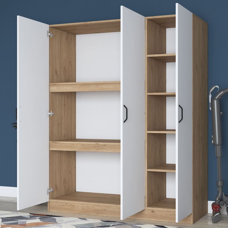 Casa si Gradina - Mobilier - Dulapuri si sifoniere - Sifoniere - Dulap haine BA105, 145 x 181,9 x 55 cm, nuc alb, PAL, spațiu de depozitare, fixare pe perete - Infinity.ro