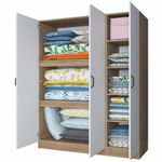 Casa si Gradina - Mobilier - Dulapuri si sifoniere - Sifoniere - Dulap haine BA105, 145 x 181,9 x 55 cm, nuc alb, PAL, spațiu de depozitare, fixare pe perete - Infinity.ro