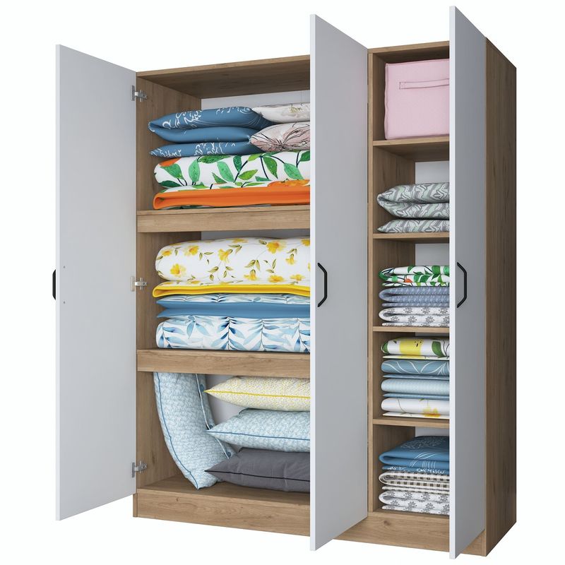 Casa si Gradina - Mobilier - Dulapuri si sifoniere - Sifoniere - Dulap haine BA105, 145 x 181,9 x 55 cm, nuc alb, PAL, spațiu de depozitare, fixare pe perete - Infinity.ro