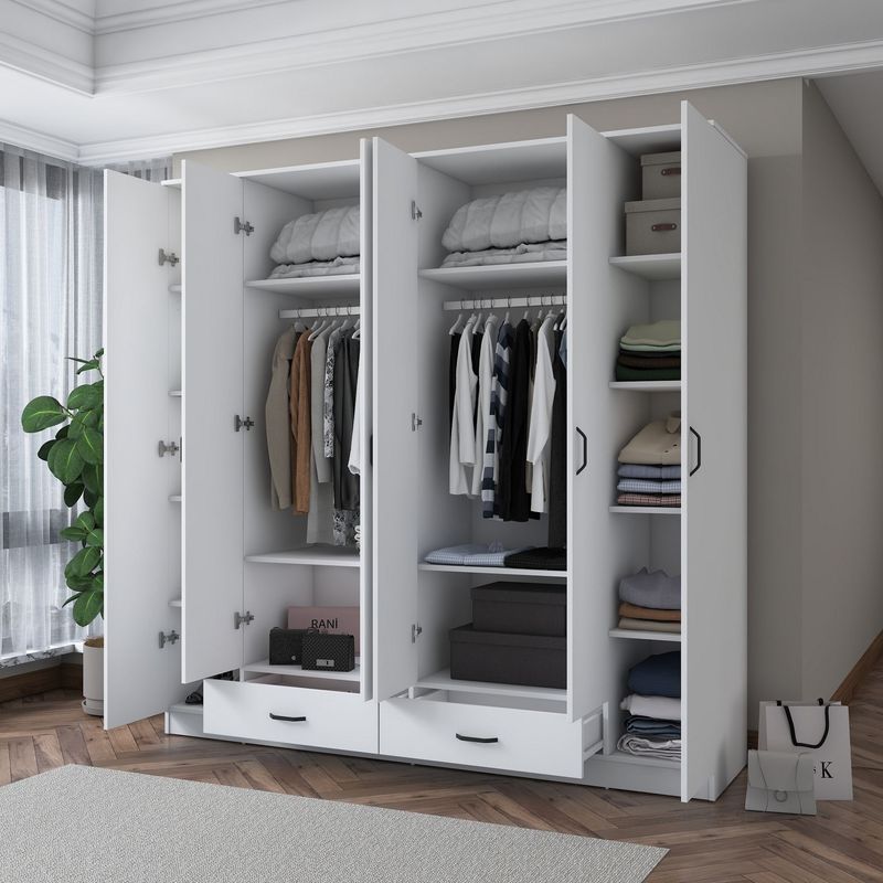 Casa si Gradina - Mobilier - Dulapuri si sifoniere - Sifoniere - Dulap haine BA134, alb, PAL, spațiu de depozitare, fixare pe perete - Infinity.ro