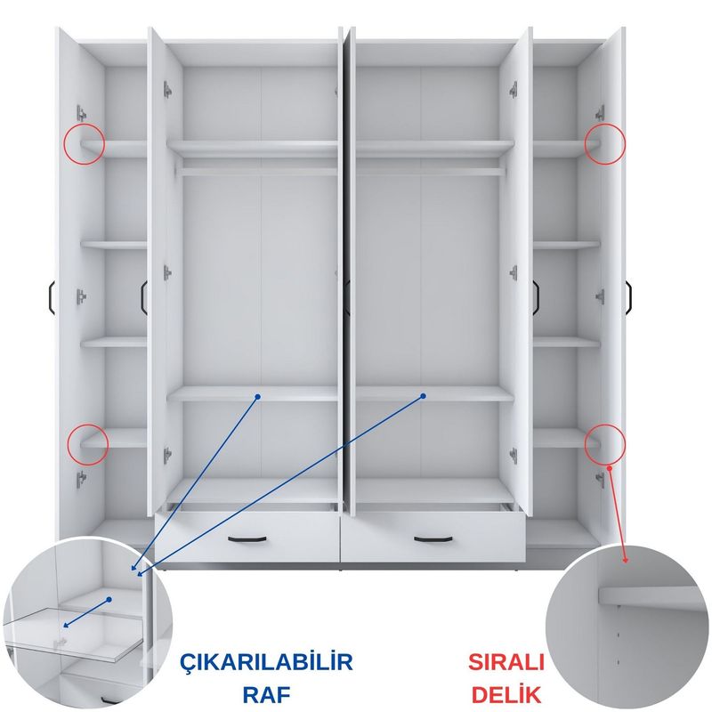 Casa si Gradina - Mobilier - Dulapuri si sifoniere - Sifoniere - Dulap haine BA134, alb, PAL, spațiu de depozitare, fixare pe perete - Infinity.ro
