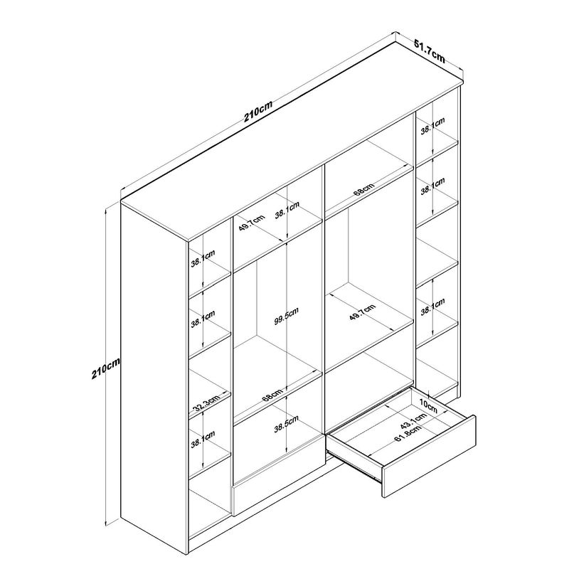 Casa si Gradina - Mobilier - Dulapuri si sifoniere - Sifoniere - Dulap haine BA134, alb, PAL, spațiu de depozitare, fixare pe perete - Infinity.ro