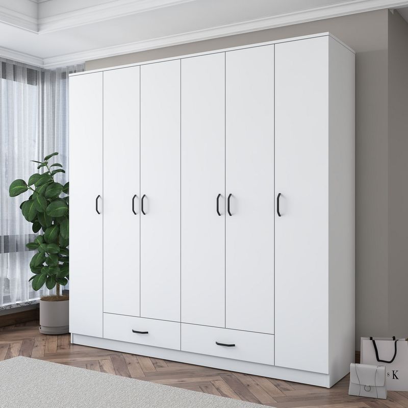 Casa si Gradina - Mobilier - Dulapuri si sifoniere - Sifoniere - Dulap haine BA134, alb, PAL, spațiu de depozitare, fixare pe perete - Infinity.ro