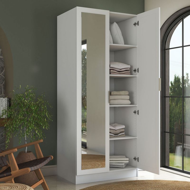 Casa si Gradina - Mobilier - Dulapuri si sifoniere - Sifoniere - Dulap haine BA231, 90 x 210 x 57,5 cm, alb, PAL, spațiu de depozitare, fixare pe perete - Infinity.ro