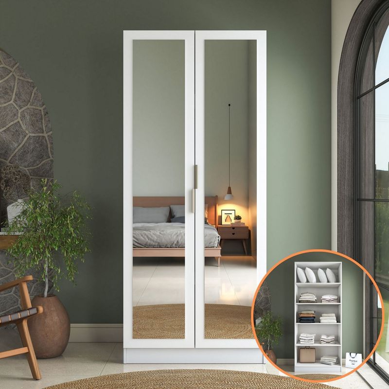 Casa si Gradina - Mobilier - Dulapuri si sifoniere - Sifoniere - Dulap haine BA231, 90 x 210 x 57,5 cm, alb, PAL, spațiu de depozitare, fixare pe perete - Infinity.ro