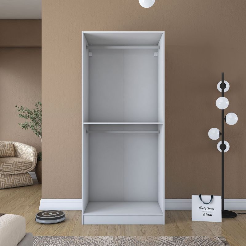 Casa si Gradina - Mobilier - Dulapuri si sifoniere - Sifoniere - Dulap haine BA201, 90 x 210 x 57,5 cm, alb, PAL, spațiu de depozitare, fixare pe perete - Infinity.ro