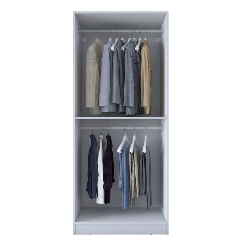 Casa si Gradina - Mobilier - Dulapuri si sifoniere - Sifoniere - Dulap haine BA201, 90 x 210 x 57,5 cm, alb, PAL, spațiu de depozitare, fixare pe perete - Infinity.ro