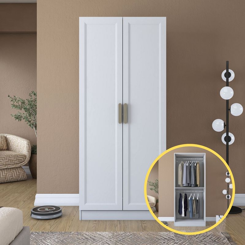 Casa si Gradina - Mobilier - Dulapuri si sifoniere - Sifoniere - Dulap haine BA201, 90 x 210 x 57,5 cm, alb, PAL, spațiu de depozitare, fixare pe perete - Infinity.ro