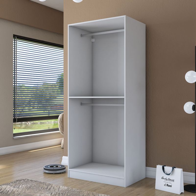 Casa si Gradina - Mobilier - Dulapuri si sifoniere - Sifoniere - Dulap haine BA201, 90 x 210 x 57,5 cm, alb, PAL, spațiu de depozitare, fixare pe perete - Infinity.ro