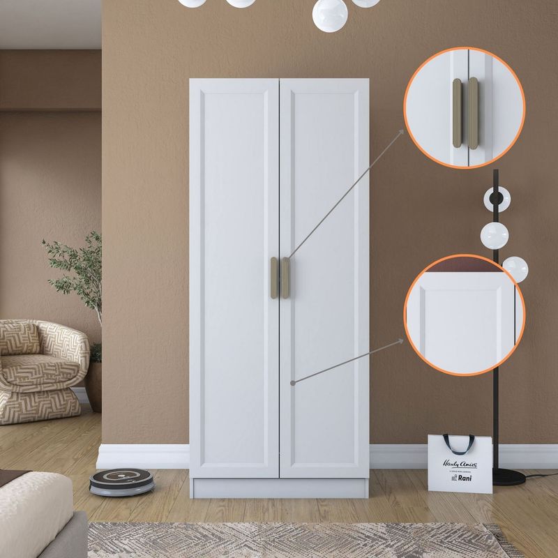 Casa si Gradina - Mobilier - Dulapuri si sifoniere - Sifoniere - Dulap haine BA201, 90 x 210 x 57,5 cm, alb, PAL, spațiu de depozitare, fixare pe perete - Infinity.ro