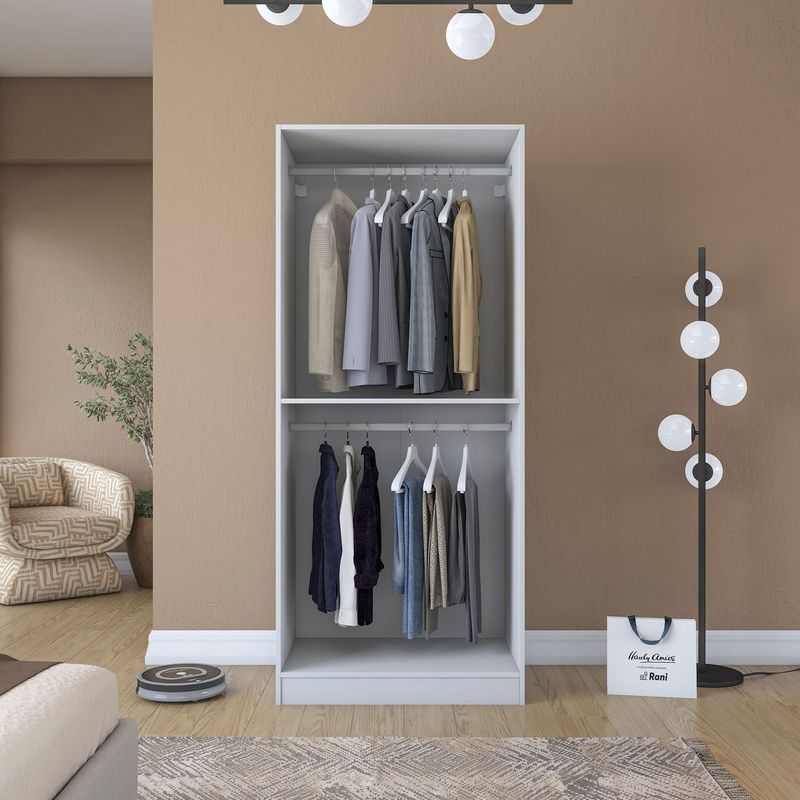 Casa si Gradina - Mobilier - Dulapuri si sifoniere - Sifoniere - Dulap haine BA201, 90 x 210 x 57,5 cm, alb, PAL, spațiu de depozitare, fixare pe perete - Infinity.ro