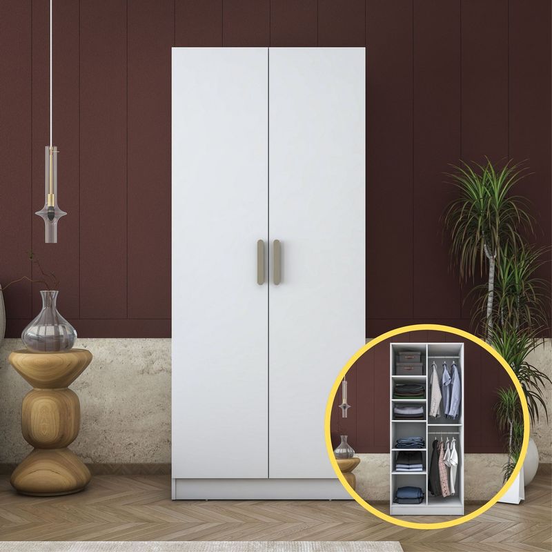 Casa si Gradina - Mobilier - Dulapuri si sifoniere - Sifoniere - Dulap haine BA171, 90 x 210 x 57,5 cm, alb, PAL, spațiu de depozitare, fixare pe perete - Infinity.ro