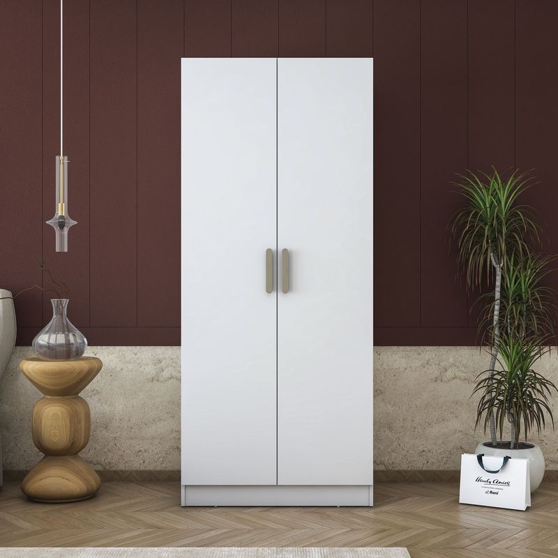 Casa si Gradina - Mobilier - Dulapuri si sifoniere - Sifoniere - Dulap haine BA171, 90 x 210 x 57,5 cm, alb, PAL, spațiu de depozitare, fixare pe perete - Infinity.ro