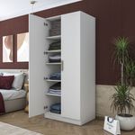 Casa si Gradina - Mobilier - Dulapuri si sifoniere - Sifoniere - Dulap haine BA171, 90 x 210 x 57,5 cm, alb, PAL, spațiu de depozitare, fixare pe perete - Infinity.ro