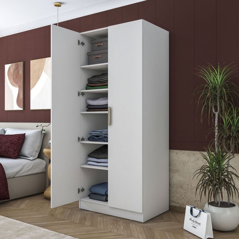 Casa si Gradina - Mobilier - Dulapuri si sifoniere - Sifoniere - Dulap haine BA171, 90 x 210 x 57,5 cm, alb, PAL, spațiu de depozitare, fixare pe perete - Infinity.ro