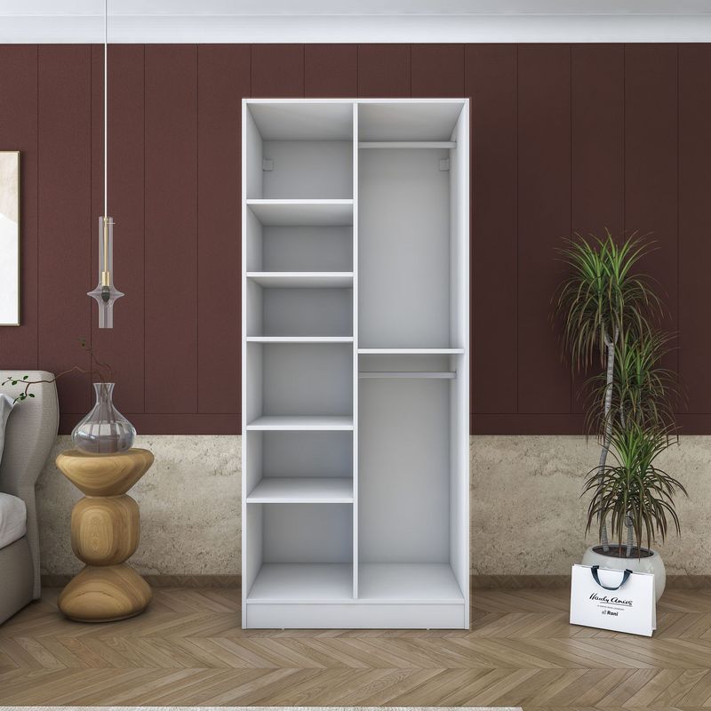 Casa si Gradina - Mobilier - Dulapuri si sifoniere - Sifoniere - Dulap haine BA171, 90 x 210 x 57,5 cm, alb, PAL, spațiu de depozitare, fixare pe perete - Infinity.ro