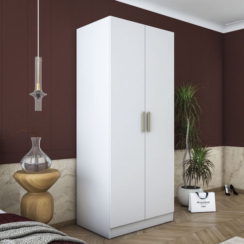 Casa si Gradina - Mobilier - Dulapuri si sifoniere - Sifoniere - Dulap haine BA171, 90 x 210 x 57,5 cm, alb, PAL, spațiu de depozitare, fixare pe perete - Infinity.ro