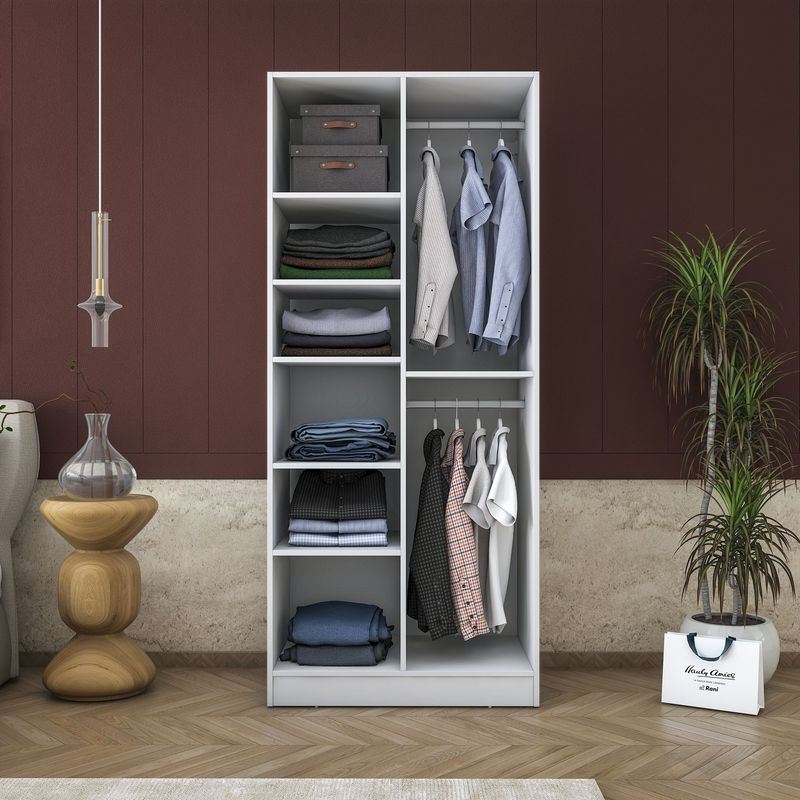 Casa si Gradina - Mobilier - Dulapuri si sifoniere - Sifoniere - Dulap haine BA171, 90 x 210 x 57,5 cm, alb, PAL, spațiu de depozitare, fixare pe perete - Infinity.ro