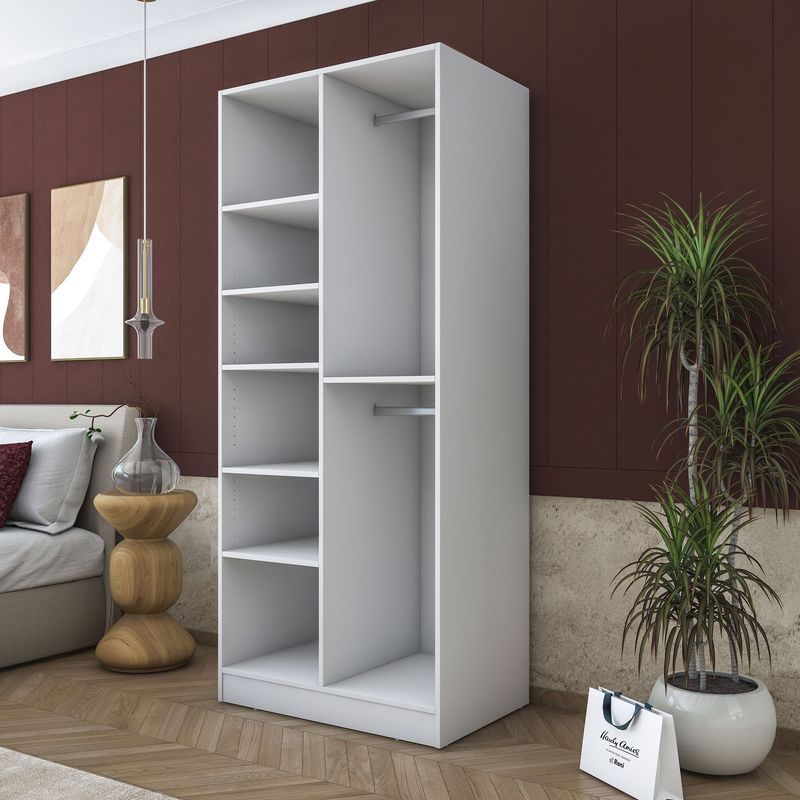 Casa si Gradina - Mobilier - Dulapuri si sifoniere - Sifoniere - Dulap haine BA171, 90 x 210 x 57,5 cm, alb, PAL, spațiu de depozitare, fixare pe perete - Infinity.ro