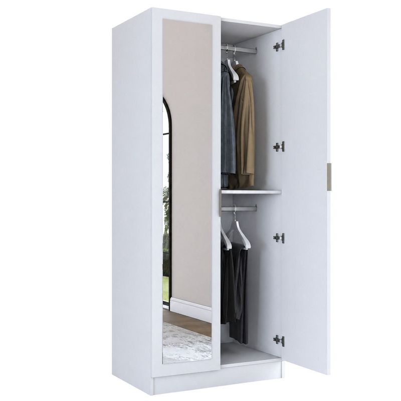Casa si Gradina - Mobilier - Dulapuri si sifoniere - Sifoniere - Dulap haine BA230, 90 x 210 x 57,5 cm, alb, PAL, spațiu de depozitare, fixare pe perete - Infinity.ro