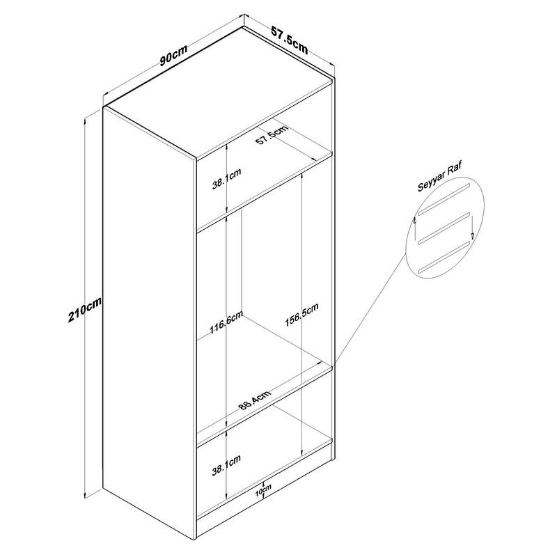 Casa si Gradina - Mobilier - Dulapuri si sifoniere - Sifoniere - Dulap haine BA181, 90 x 210 x 57,5 cm, alb, PAL, spațiu de depozitare, fixare pe perete - Infinity.ro