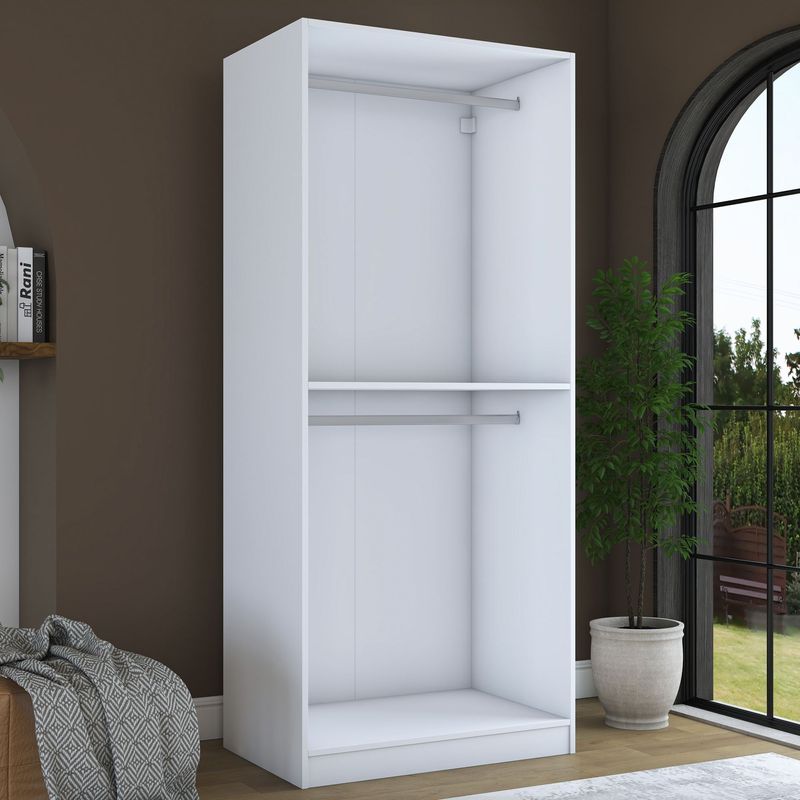 Casa si Gradina - Mobilier - Dulapuri si sifoniere - Sifoniere - Dulap haine BA230, 90 x 210 x 57,5 cm, alb, PAL, spațiu de depozitare, fixare pe perete - Infinity.ro