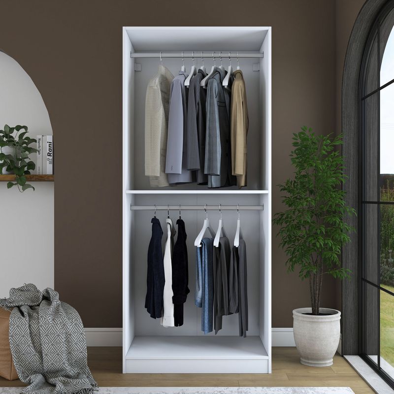 Casa si Gradina - Mobilier - Dulapuri si sifoniere - Sifoniere - Dulap haine BA230, 90 x 210 x 57,5 cm, alb, PAL, spațiu de depozitare, fixare pe perete - Infinity.ro