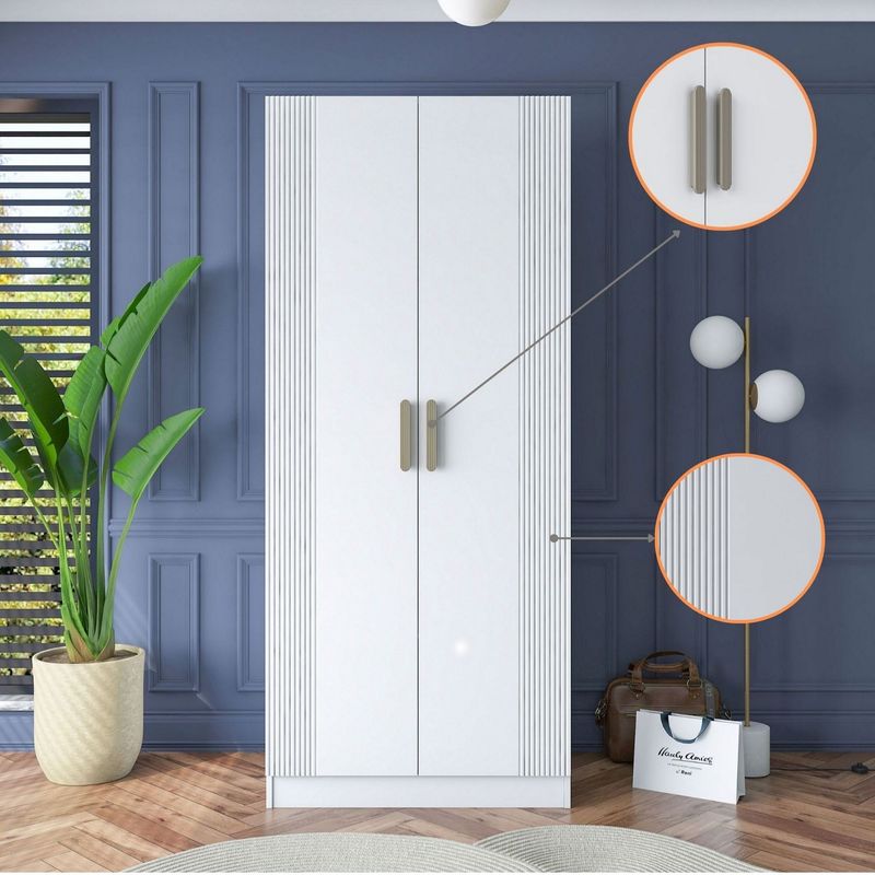 Casa si Gradina - Mobilier - Dulapuri si sifoniere - Sifoniere - Dulap haine BA181, 90 x 210 x 57,5 cm, alb, PAL, spațiu de depozitare, fixare pe perete - Infinity.ro