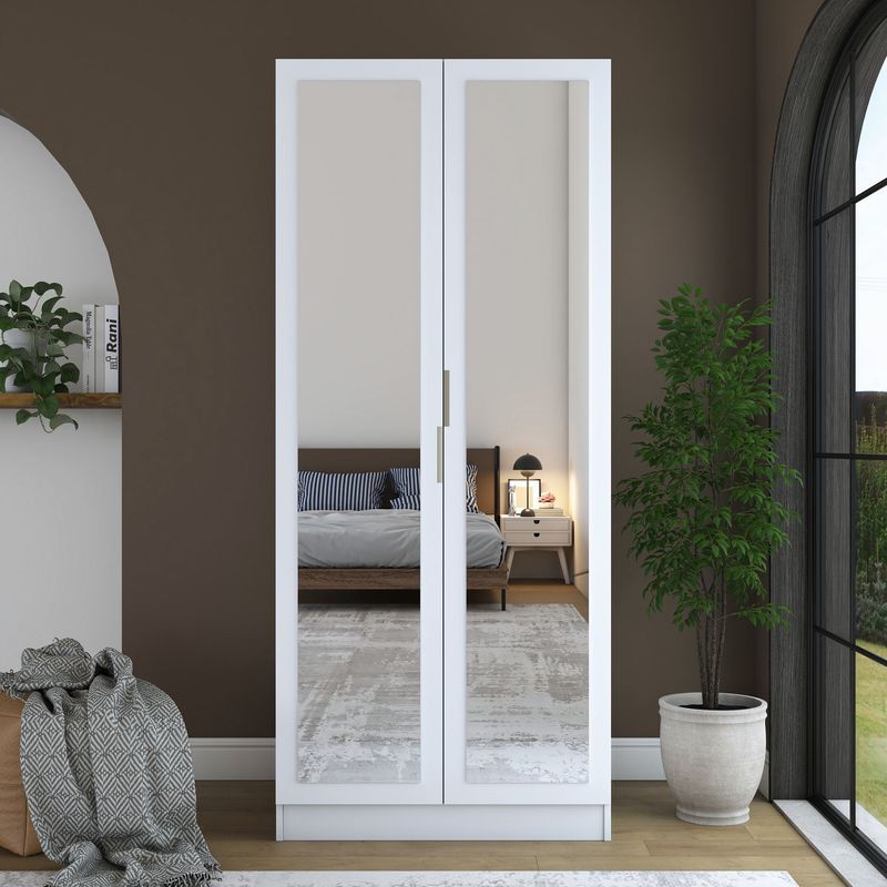 Casa si Gradina - Mobilier - Dulapuri si sifoniere - Sifoniere - Dulap haine BA230, 90 x 210 x 57,5 cm, alb, PAL, spațiu de depozitare, fixare pe perete - Infinity.ro